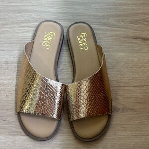 Franco Sarto Metallic Gold Slide Sandals